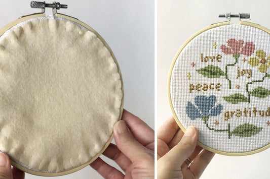 back of embroidery hoop finished with felt
