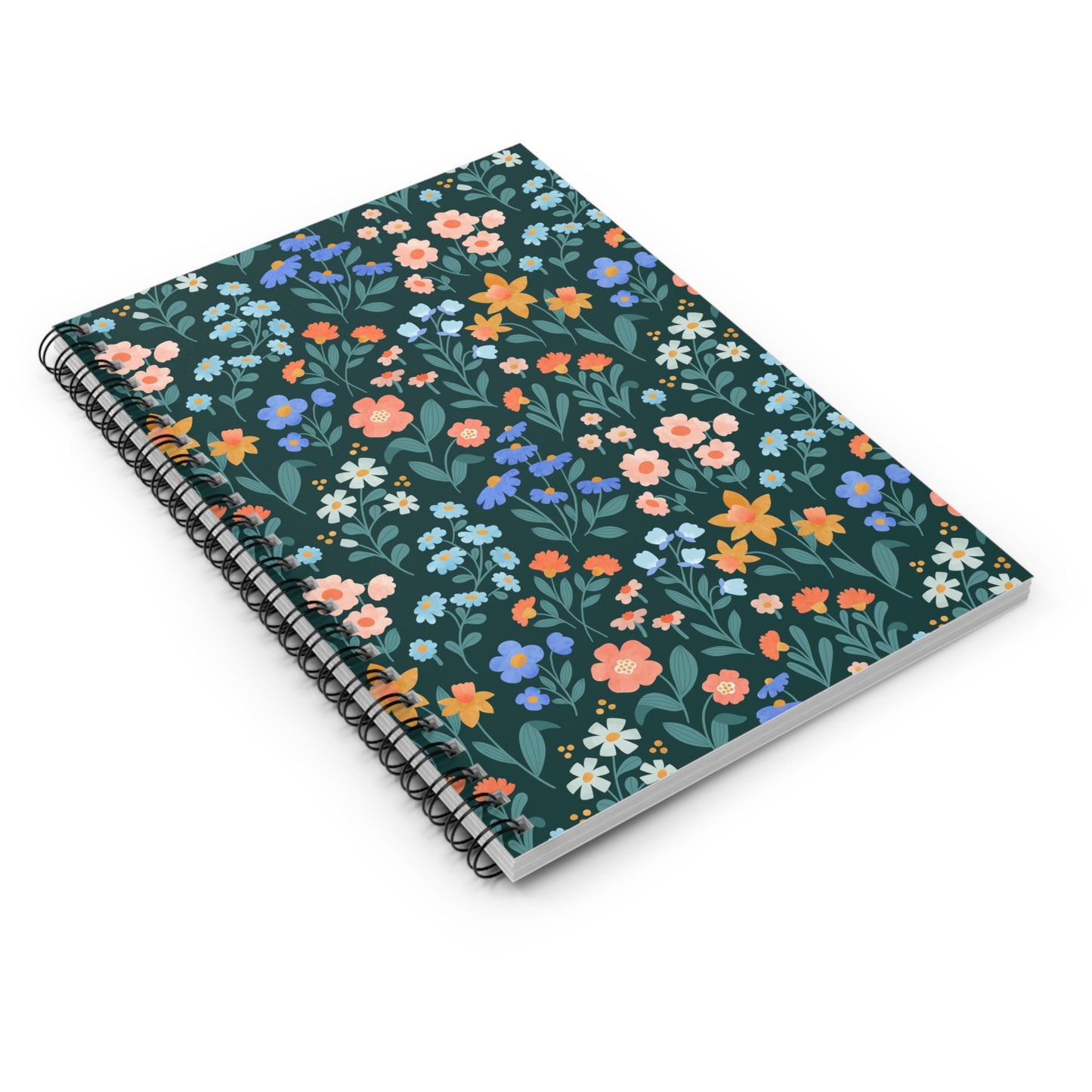 Floral Pattern Spiral Notebook - Ruled Line