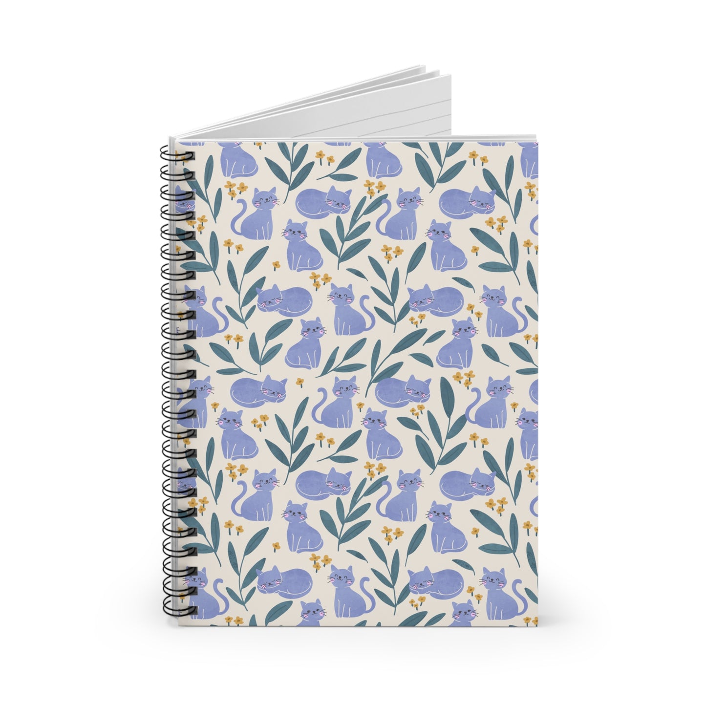 Cute Cats Among Flowers Spiral Notebook - Ruled Line