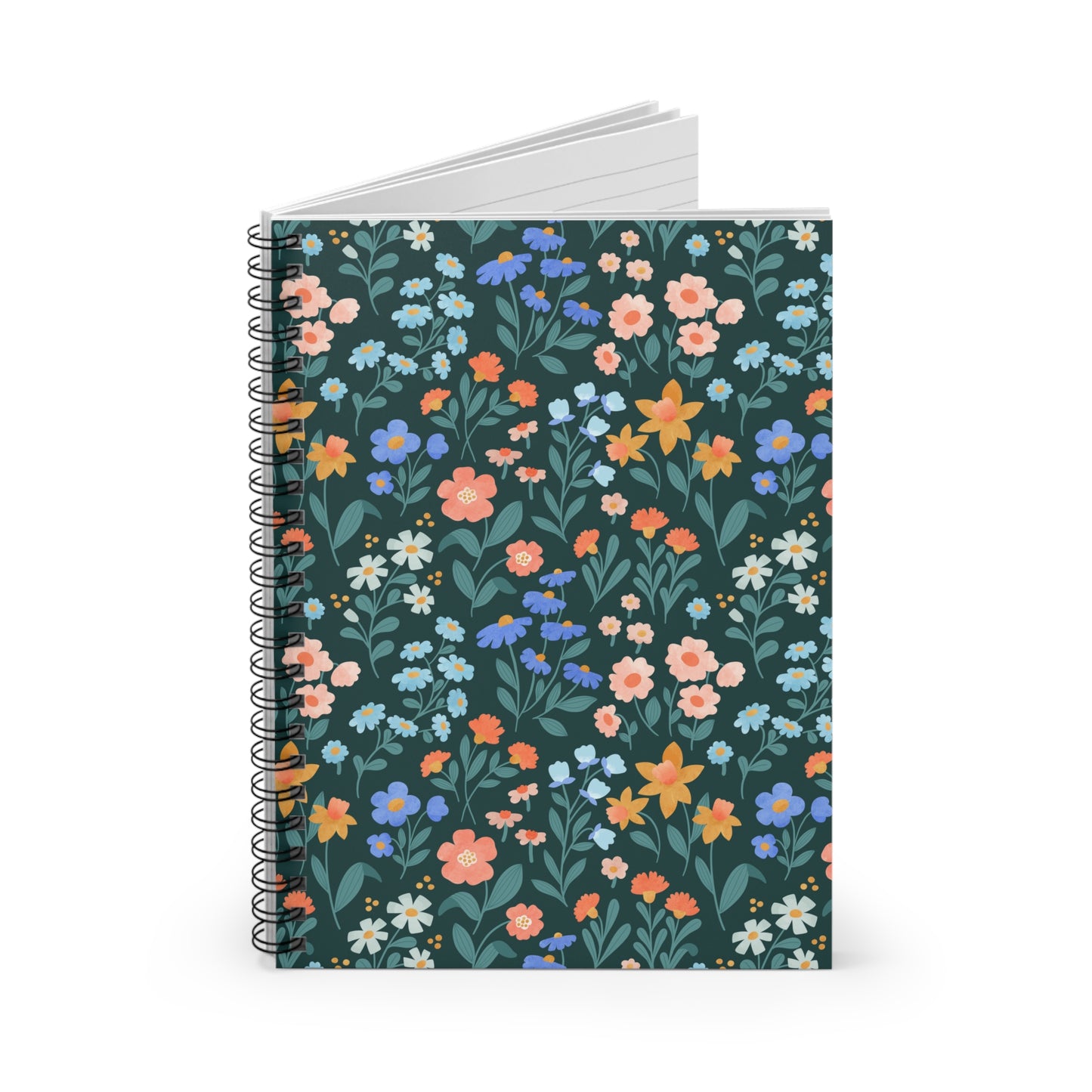 Floral Pattern Spiral Notebook - Ruled Line