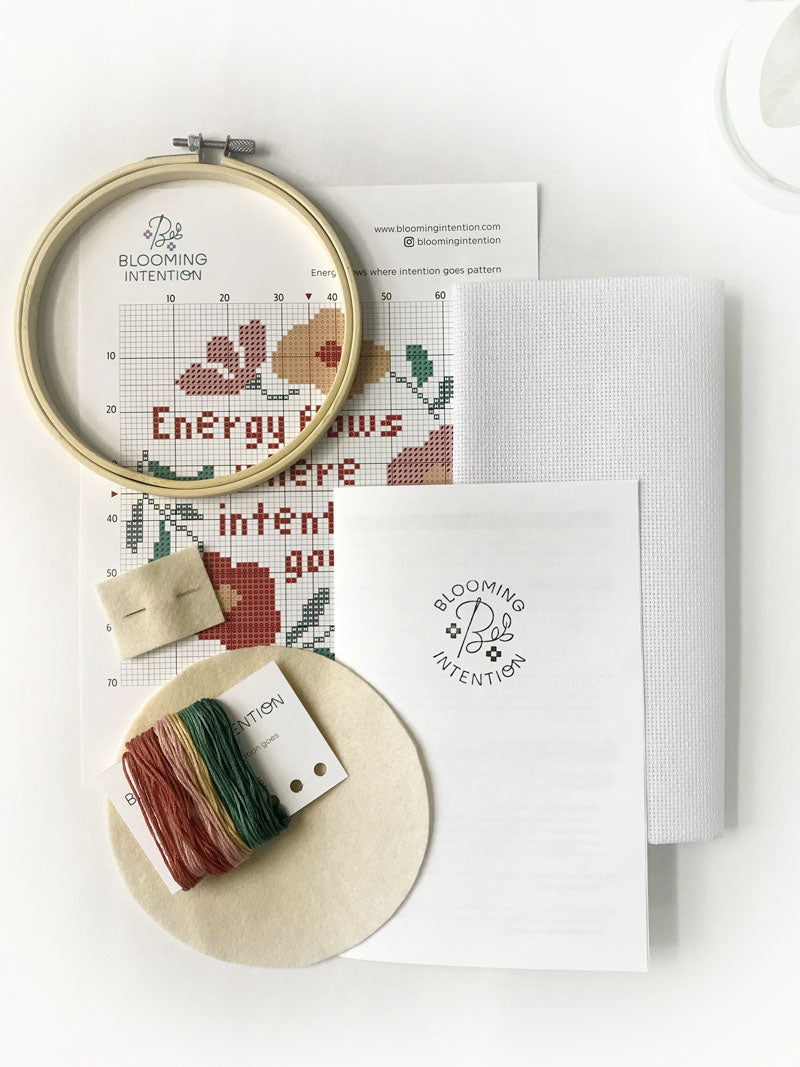 Energy flows where intention goes Cross Stitch Kit