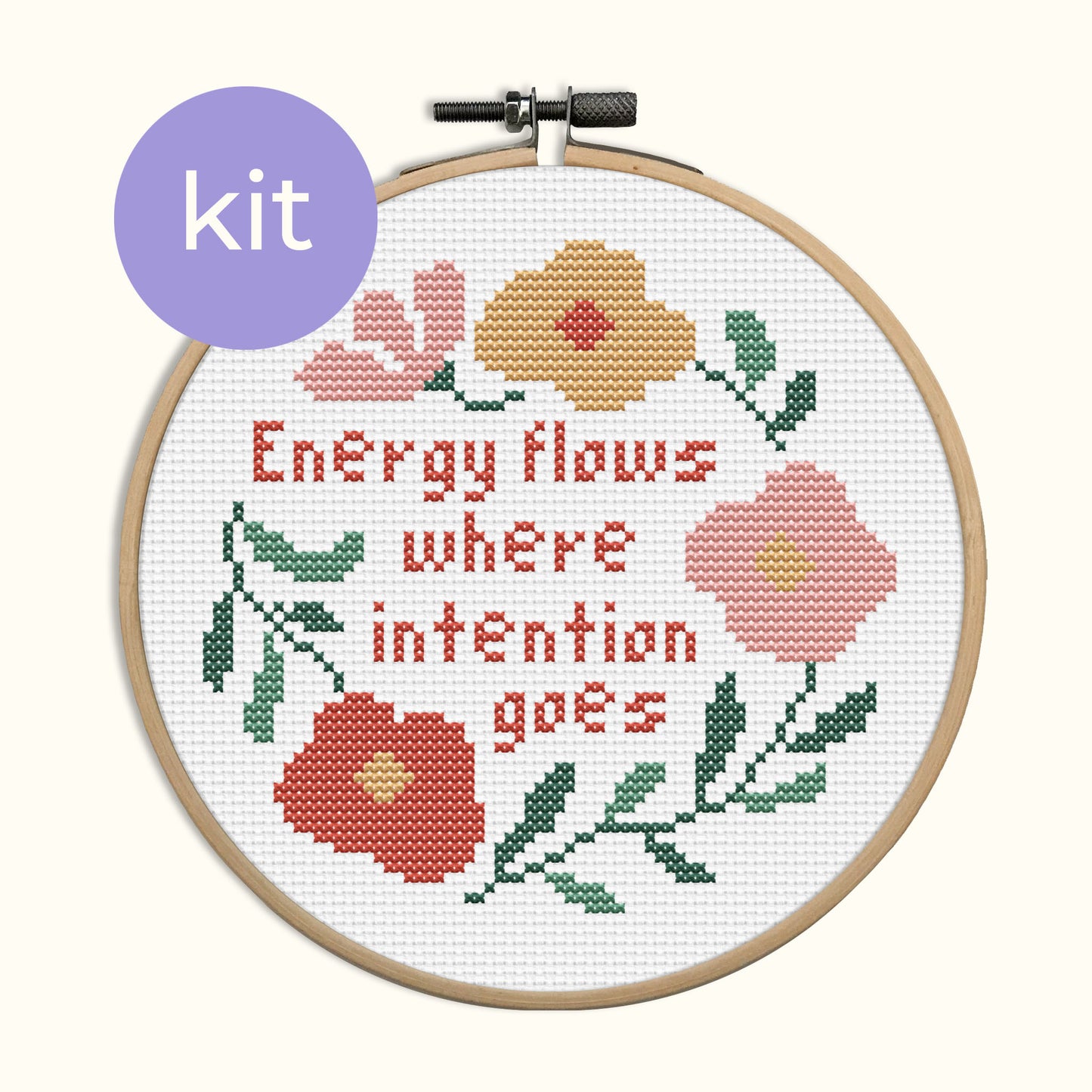 Energy flows where intention goes Cross Stitch Kit