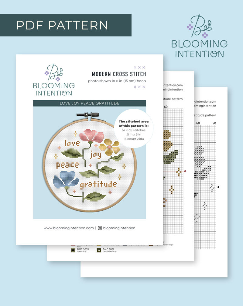 Love Joy Peace Gratitude PDF Pattern