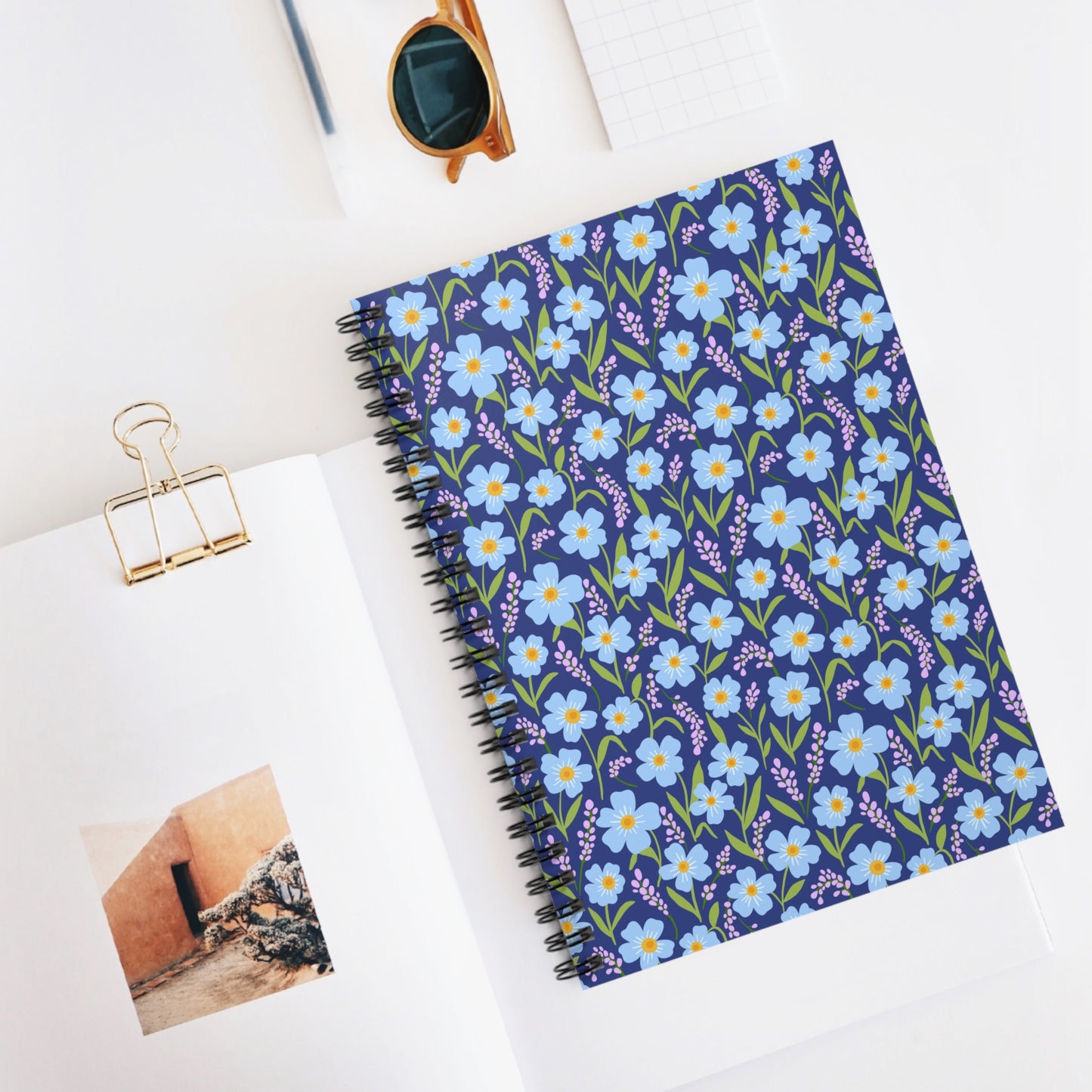 Forget Me Not Flowers Spiral Notebook - Ruled Line