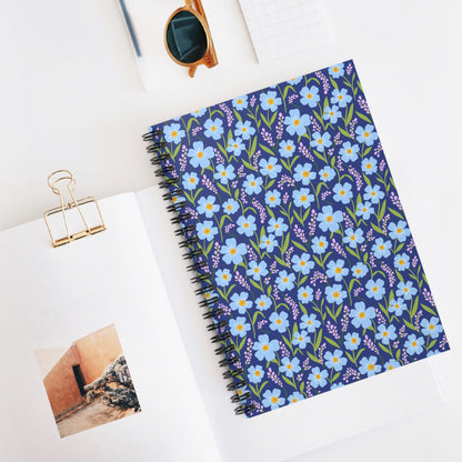 Forget Me Not Flowers Spiral Notebook - Ruled Line