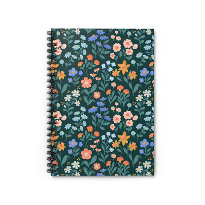 Floral Pattern Spiral Notebook - Ruled Line