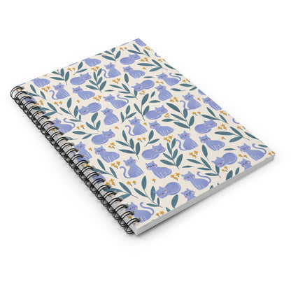 Cute Cats Among Flowers Spiral Notebook - Ruled Line