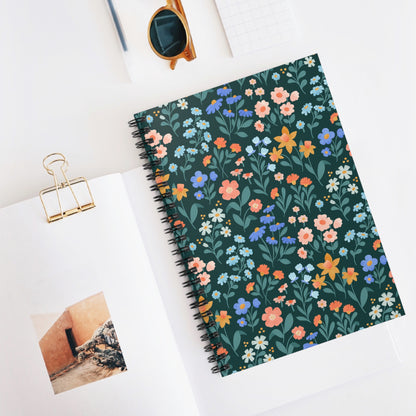 Floral Pattern Spiral Notebook - Ruled Line