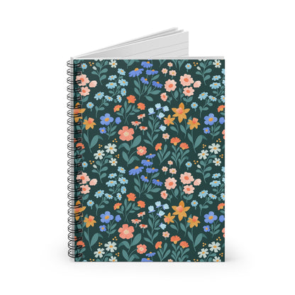 Floral Pattern Spiral Notebook - Ruled Line