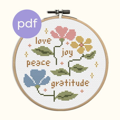 Love Joy Peace Gratitude PDF Pattern