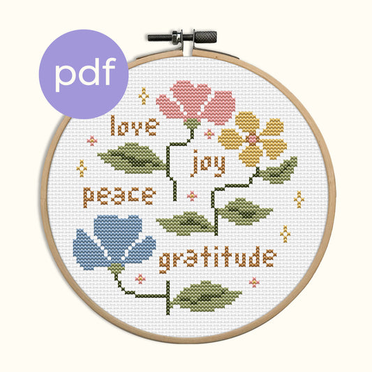 Love Joy Peace Gratitude PDF Pattern