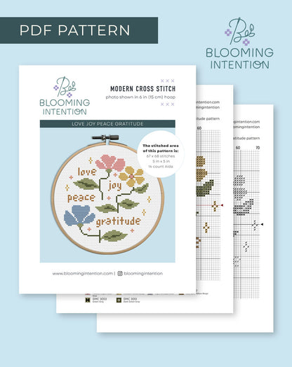 Love Joy Peace Gratitude PDF Pattern